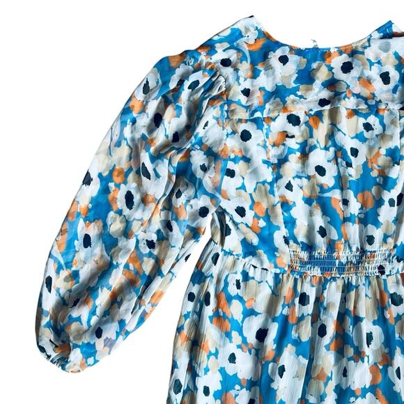 Joie Women’s Sz M Blue Floral Printed Maxi Dress Limited Edition Chiffon V-Neck - Picture 11 of 14